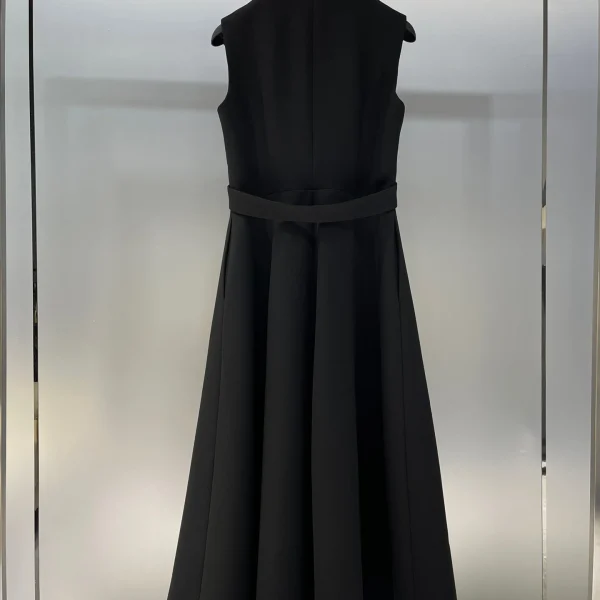 High Quality Spring Autumn Women's Solid Buttons Casual Fashion Blet Wool And Silk Dress.