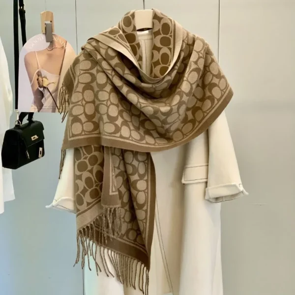 Winter scarf, women's double-sided thick tassel shawl,